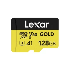 Lexar Professional Gold MicroSDXC memóriakártya 128GB, 280/100 MB/s C10, V60, UHS-II, U3, A1