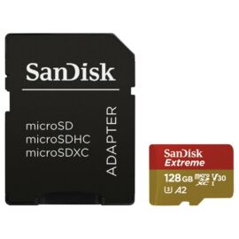Sandisk MicroSDXC Extreme memóriakártya 128GB, 90MB/s C10, V30, UHS-I, A1