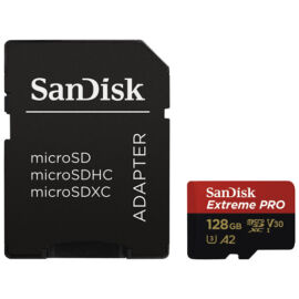 Sandisk MicroSDXC Extreme PRO memóriakártya 128GB, 170MB/s C10, V30, UHS-I, U3, A2