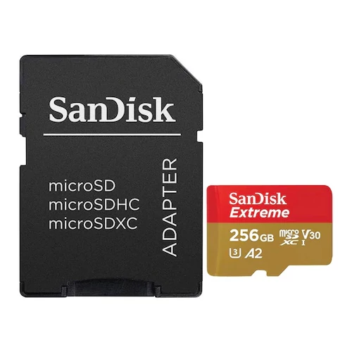 Sandisk MicroSDXC Extreme memóriakártya 256GB, 190/130MB/s C10, V30, UHS-I, A2