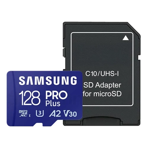 Samsung Pro Plus MicroSDXC memóriakártya 128GB, 180/130 MB/s C10, V30, UHS-II, U3, A2