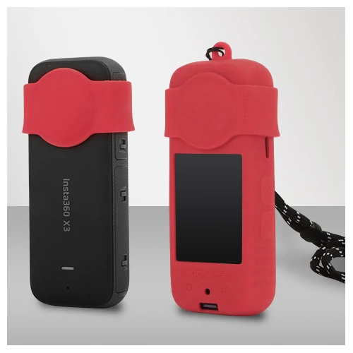 Insta 360 X3 szilikon lencsevédő burkolat (piros)