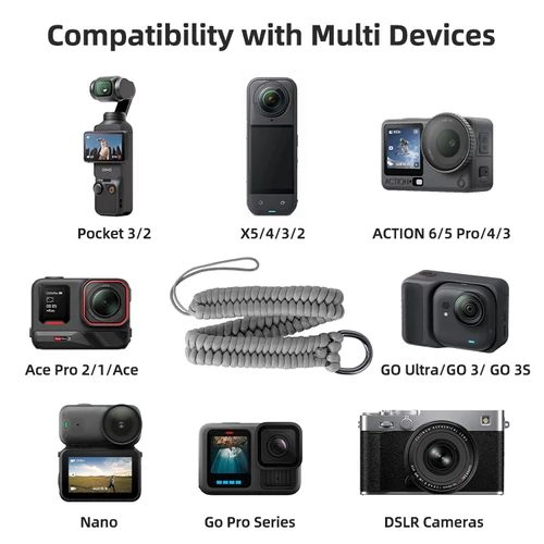 Biztonsági csuklópánt akciókamerákhoz (fekete)