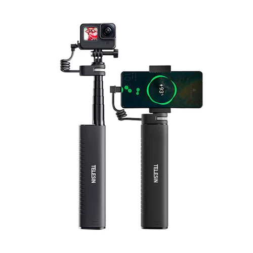 Teleszkópos szelfirúd akciókamerákhoz/telefonokhoz beépített USB-C powerbankkal