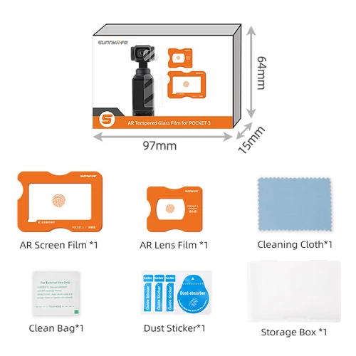 DJI Pocket 3 csillogásmentes kijelző- és lencsevédő üvegfólia (1 szett) 