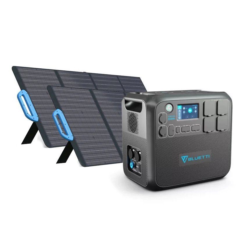 Bluetti AC200MAX bővíthető hordozható erőmű (2048 Wh/2200W) + 2 db Bluetti PV120 napelem modul (240W)