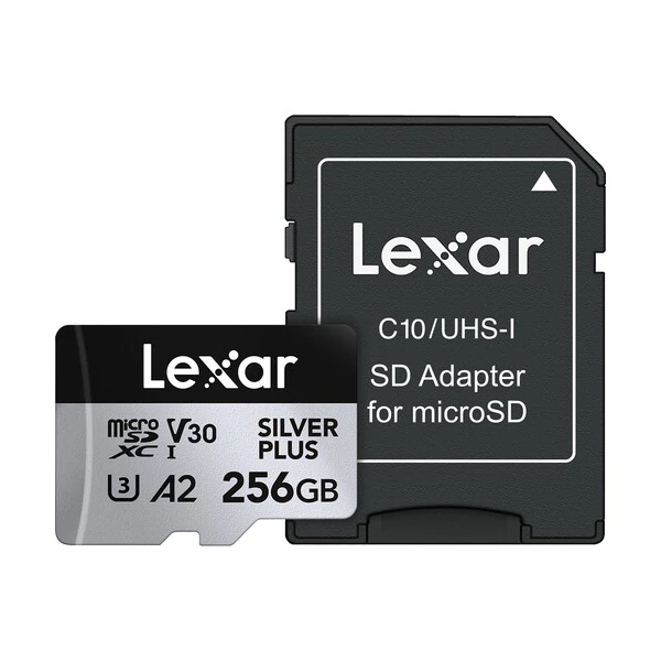 Lexar Professional Silver Plus MicroSDXC memóriakártya 256GB, 205/150 MB/s C10, V30, UHS-I, U3, A2