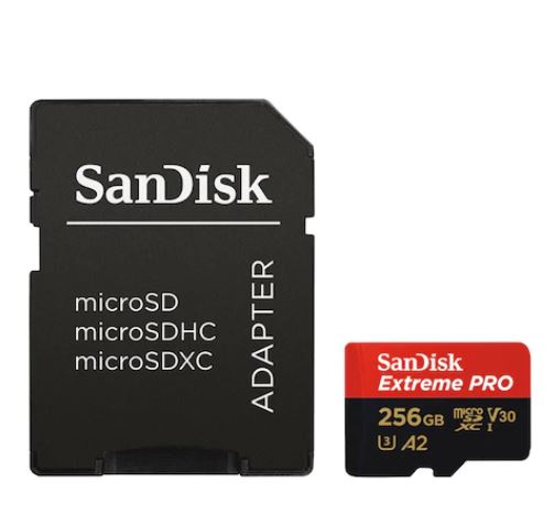 Sandisk MicroSDXC Extreme PRO memóriakártya 256GB, 200/140 MB/s C10, V30, UHS-I, U3, A2